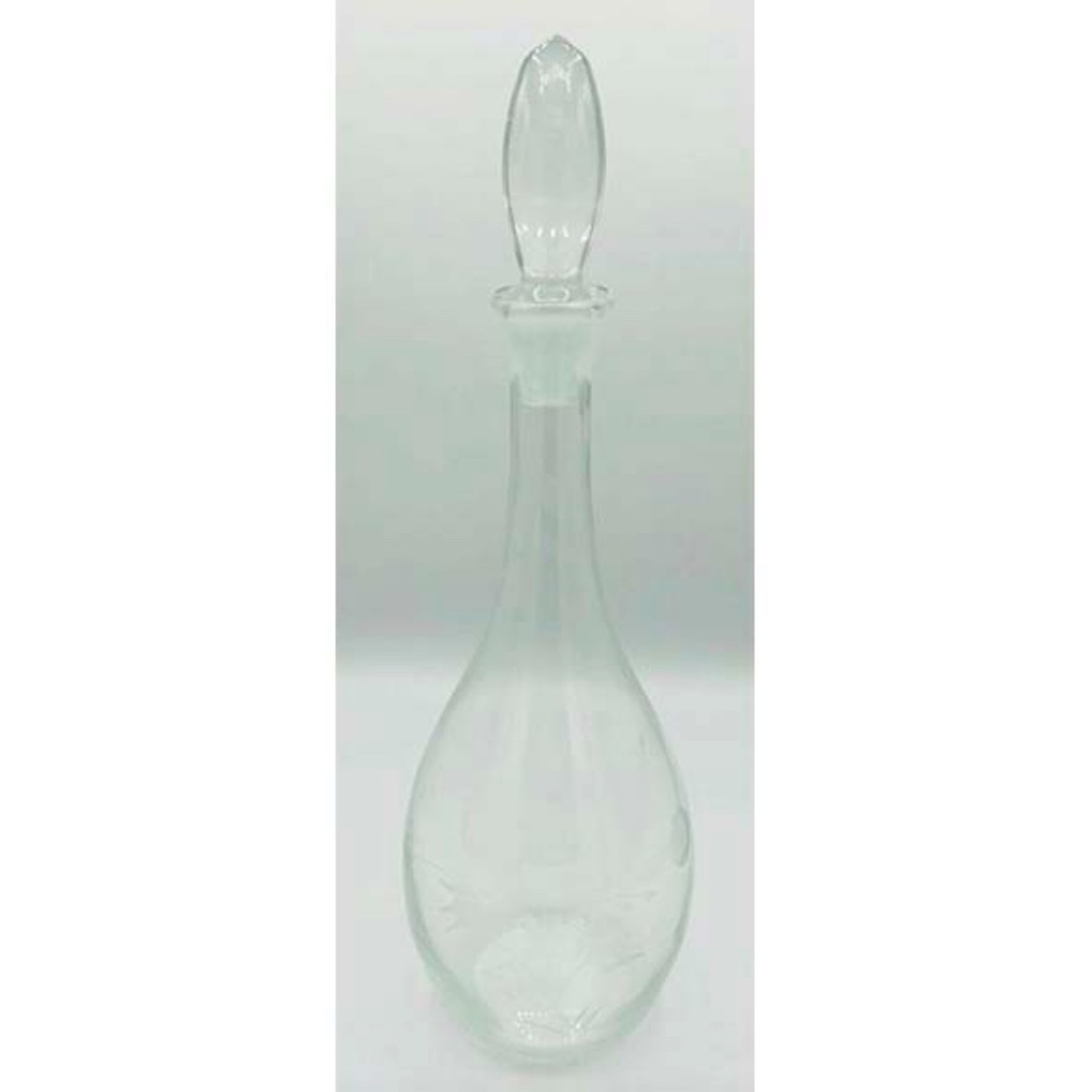 Glass Wine Bottle Etched